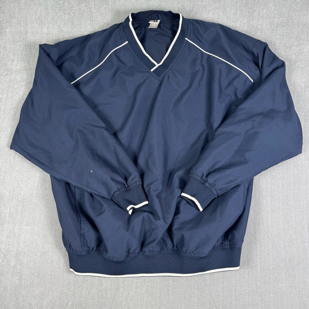 Badger Sport V-Neck Windshirt Pullover Windbreaker Mens Size M Navy Blue